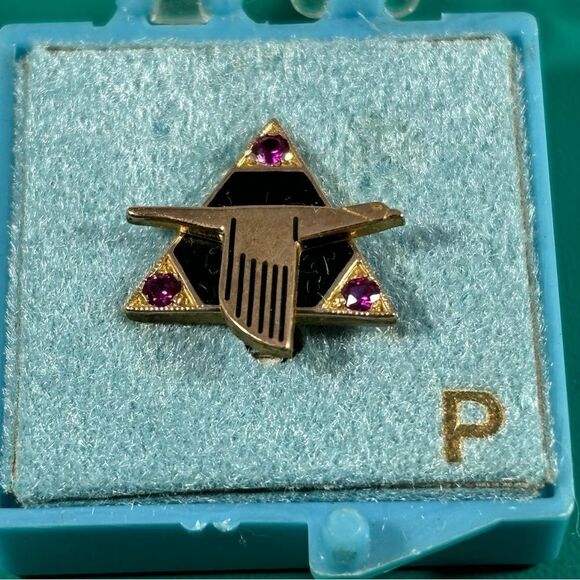 1/10 10K‎ Yellow Gold NAA North American Aviation Pin Tie Tac Bird Ruby 15 Year - Picture 1 of 4